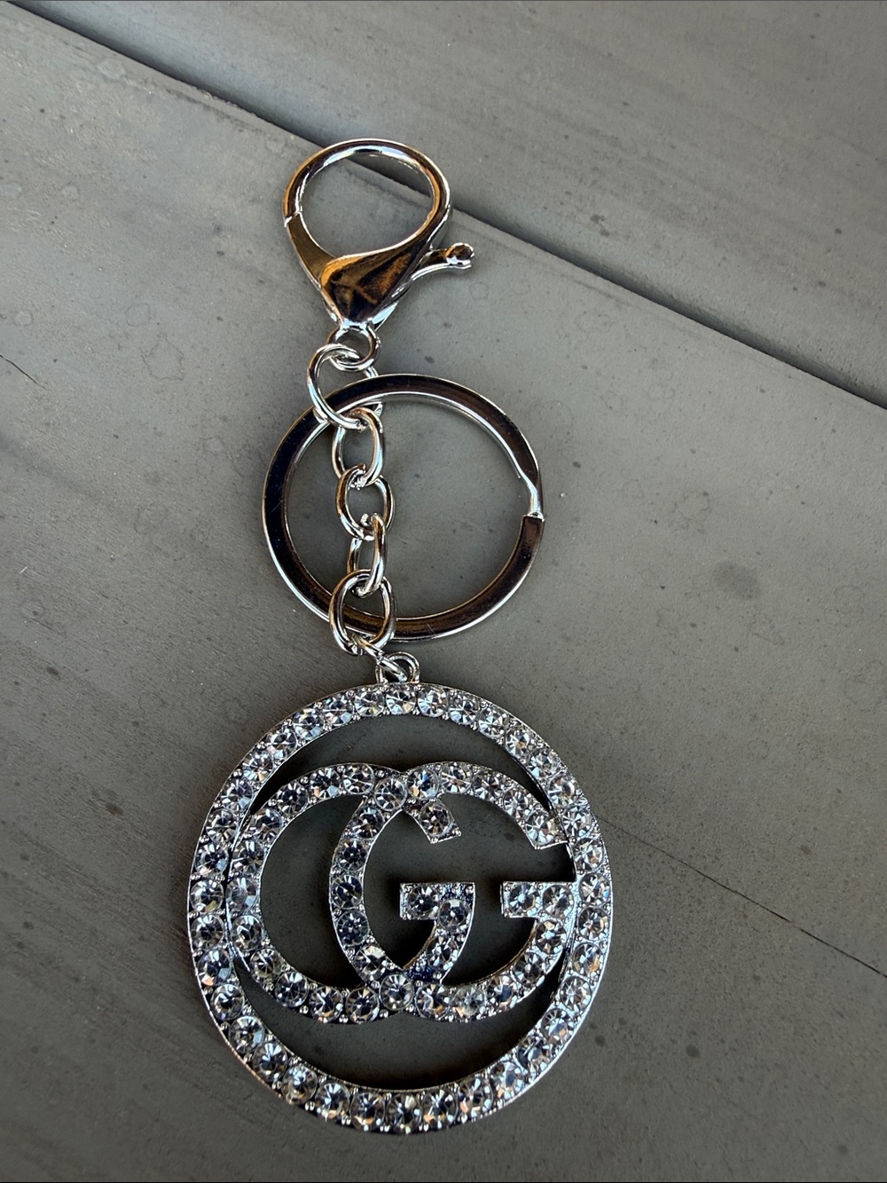 Fashion Jewelry Silver Crystal Interlocking G Keychain